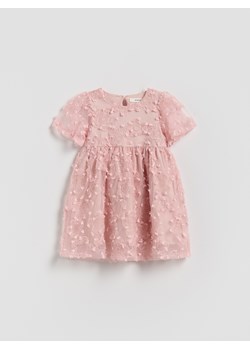 Reserved - Tiulowa sukienka z haftem - pastelowy róż ze sklepu Reserved w kategorii Sukienki dziewczęce - zdjęcie 188536016