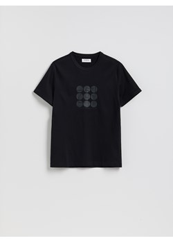 Reserved - T-shirt slim z merceryzowanej bawełny - czarny ze sklepu Reserved w kategorii T-shirty męskie - zdjęcie 188536025