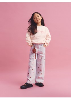 Reserved - Jeansy wide leg z haftem - niebieski ze sklepu Reserved w kategorii Spodnie dziewczęce - zdjęcie 188536027