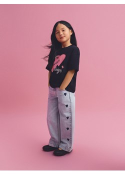 Reserved - Jeansy wide leg z haftem - niebieski ze sklepu Reserved w kategorii Spodnie dziewczęce - zdjęcie 188536079