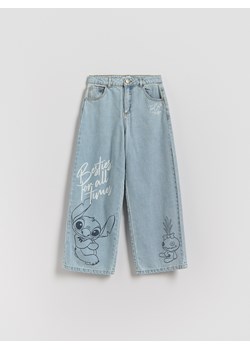 Reserved - Jeansy wide leg Lilo i Stitch - niebieski ze sklepu Reserved w kategorii Spodnie dziewczęce - zdjęcie 188536148