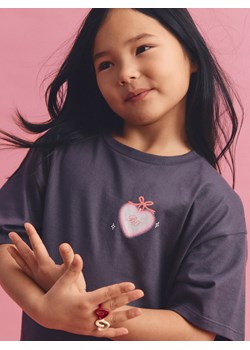 Reserved - T-shirt z nadrukiem - ciemnoszary ze sklepu Reserved w kategorii Bluzki dziewczęce - zdjęcie 188536588