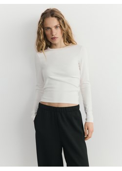 Reserved - Longsleeve z modalem - złamana biel ze sklepu Reserved w kategorii Bluzki damskie - zdjęcie 188536715