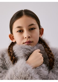 Reserved - Sztuczne futerko z kołnierzem - jasnoszary ze sklepu Reserved w kategorii Kurtki dziewczęce - zdjęcie 188536737