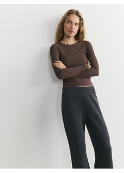 Reserved - Longsleeve z modalem - brązowy ze sklepu Reserved w kategorii Bluzki damskie - zdjęcie 188536798