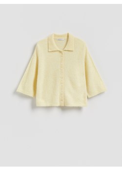 Reserved - Kardigan z dodatkiem wełny z alpaki - jasnożółty ze sklepu Reserved w kategorii Swetry damskie - zdjęcie 188537236