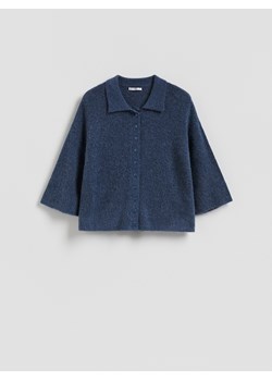 Reserved - Kardigan z dodatkiem wełny z alpaki - granatowy ze sklepu Reserved w kategorii Swetry damskie - zdjęcie 188537238
