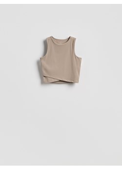 Reserved - Krótki top z zakładkami - beżowy ze sklepu Reserved w kategorii Bluzki damskie - zdjęcie 188537448