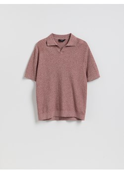 Reserved - Strukturalny sweter polo - czerwony ze sklepu Reserved w kategorii Swetry męskie - zdjęcie 188537948