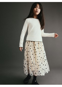 Reserved - Prążkowana koszulka - złamana biel ze sklepu Reserved w kategorii Bluzki dziewczęce - zdjęcie 188538555