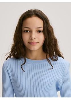 Reserved - Prążkowany sweter - jasnoniebieski ze sklepu Reserved w kategorii Swetry dziewczęce - zdjęcie 188538757