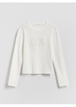 Reserved - Koszulka z wypukłą aplikacją - złamana biel ze sklepu Reserved w kategorii Bluzki dziewczęce - zdjęcie 188538989