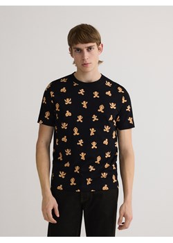 Reserved - T-shirt regular z nadrukiem allover - czarny ze sklepu Reserved w kategorii T-shirty męskie - zdjęcie 188539096