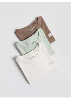 Reserved - Bawełniany t-shirt 3 pack - złamana biel ze sklepu Reserved w kategorii T-shirty chłopięce - zdjęcie 188539327