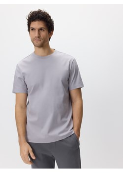 Reserved - T-shirt regular z bawełny merceryzowanej - szary ze sklepu Reserved w kategorii T-shirty męskie - zdjęcie 188539448