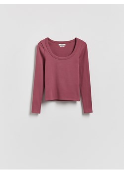 Reserved - Bawełniany longsleeve - jasnofioletowy ze sklepu Reserved w kategorii Bluzki damskie - zdjęcie 188539869