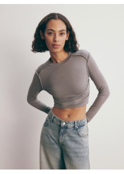 Reserved - Bluzka z ozdobnymi przeszyciami - ciemnoszary ze sklepu Reserved w kategorii Bluzki damskie - zdjęcie 188539876