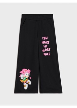 Sinsay - Spodnie dresowe wide leg Sonic the Hedgehog - czarny ze sklepu Sinsay w kategorii Spodnie dziewczęce - zdjęcie 188542459