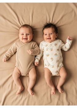 Sinsay - Bawełniane body 2 pack - kremowy ze sklepu Sinsay w kategorii Body niemowlęce - zdjęcie 188542477