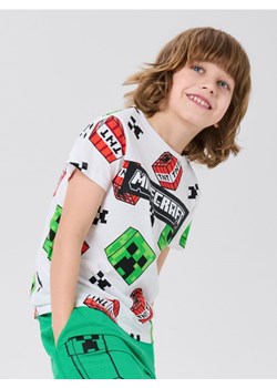 Sinsay - Bawełniana koszulka ze wzorem Minecraft - biały ze sklepu Sinsay w kategorii T-shirty chłopięce - zdjęcie 188542517