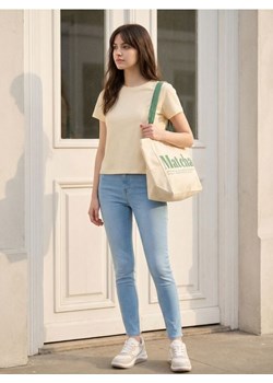 Sinsay - Bawełniana koszulka z gęstego splotu Interlock - yellow jeans ze sklepu Sinsay w kategorii Bluzki damskie - zdjęcie 188542535