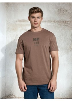 Sinsay - Bawełniana koszulka z nadrukiem - brązowy ze sklepu Sinsay w kategorii T-shirty męskie - zdjęcie 188542547