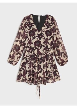 Sinsay - Rozkloszowana sukienka mini w kwiaty - wielobarwny ze sklepu Sinsay w kategorii Sukienki - zdjęcie 188542557