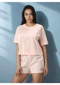 Sinsay - Bawełniana piżama z krótkim rękawem i szortami w paski - różowy ze sklepu Sinsay w kategorii Piżamy damskie - zdjęcie 188542687