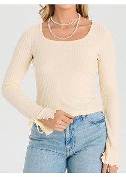 Sinsay - Bluzka z długim rękawem z domieszką wiskozy - żółty ze sklepu Sinsay w kategorii Bluzki damskie - zdjęcie 188542756