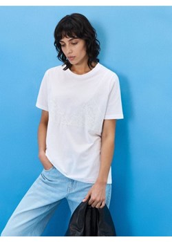 Sinsay - Bawełniana koszulka z ozdobną koronką - biały ze sklepu Sinsay w kategorii Bluzki damskie - zdjęcie 188542778