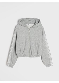 Sinsay - Rozpinana bluza z kapturem z ozdobną koronką - szary ze sklepu Sinsay w kategorii Bluzy dziewczęce - zdjęcie 188542817