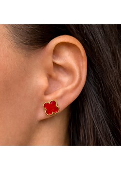Kolczyki czerwone koniczynki luksusowe stal szlachetna ze sklepu otien.com w kategorii Kolczyki - zdjęcie 188543239