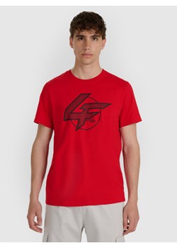 Męski t-shirt z nadrukiem 4F 4FWAW25TTSHM3133 - czerwony ze sklepu Sportstylestory.com w kategorii T-shirty męskie - zdjęcie 188544429