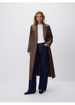 Reserved - Płaszcz z imitacji skóry - brązowy ze sklepu Reserved w kategorii Płaszcze damskie - zdjęcie 188546528