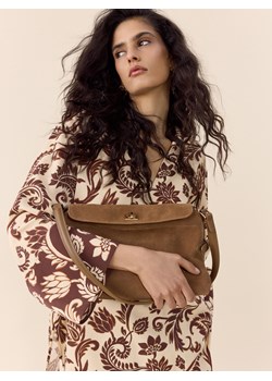 Reserved - Zamszowa torebka na ramię - brązowy ze sklepu Reserved w kategorii Torebki damskie - zdjęcie 188546569
