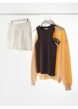 Reserved - Bawełniany top - ciemnobrązowy ze sklepu Reserved w kategorii Bluzki damskie - zdjęcie 188546665