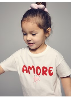 Reserved - T-shirt z nadrukiem - złamana biel ze sklepu Reserved w kategorii Bluzki dziewczęce - zdjęcie 188546758