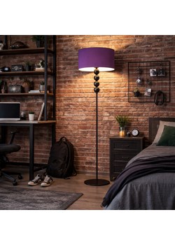 Kulista lampa stojąca na srebrnym stelażu z fioletowym abażurem BERMUDY do pokoju młodzieżowego ze sklepu Lysne w kategorii Lampy podłogowe - zdjęcie 188547319