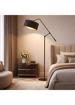 Czarna lampa podłogowa regulowana LIBERIA GOLD ze sklepu Lysne w kategorii Lampy podłogowe - zdjęcie 188547409
