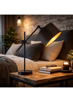 Czarna lampka nocna z regulowanym ramieniem MALI GOLD w stylu loftowym ze sklepu Lysne w kategorii Lampy stołowe - zdjęcie 188547476