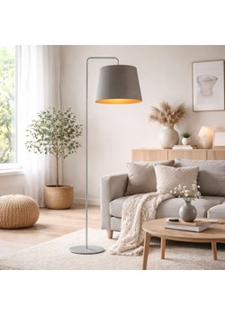 Skandynawska lampa stojąca do salonu RIJAD GOLD z szarym abażurem ze złotym wnętrzem ze sklepu Lysne w kategorii Lampy podłogowe - zdjęcie 188547578