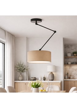 Lampa sufitowa z długim ramieniem regulowanym NEWA w czarno-beżowej kolorystyce ze sklepu Lysne w kategorii Lampy wiszące - zdjęcie 188547629