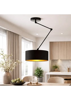 Czarna lampa sufitowa z regulacją wysokości i szerokości NEWA GOLD z abażurem ze złotym wnętrzem ze sklepu Lysne w kategorii Lampy sufitowe - zdjęcie 188547658