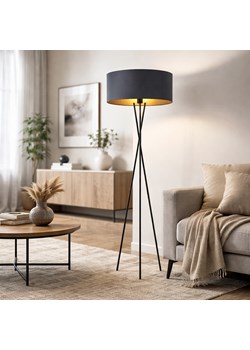 Abażurowa lampa podłogowa na trójnogu do czytania w salonie PARYŻ GOLD ze sklepu Lysne w kategorii Lampy podłogowe - zdjęcie 188547689