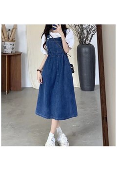 Dżinsowa sukienka na szelkach - Niebieski S ze sklepu Intimica.pl w kategorii Sukienki - zdjęcie 188547756