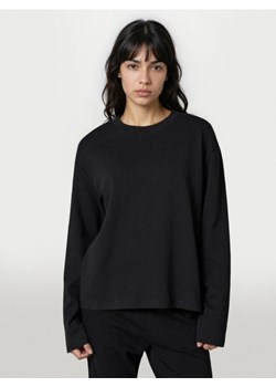 Sinsay - Bawełniana koszulka z gęstego splotu Interlock - czarny ze sklepu Sinsay w kategorii Bluzki damskie - zdjęcie 188549205