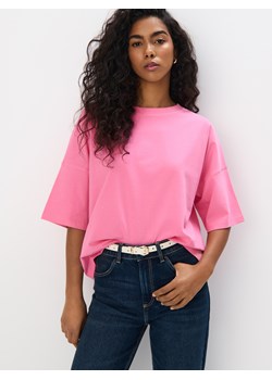 Mohito - Bawełniany różowy t-shirt - pastelowy różowy ze sklepu Mohito w kategorii Bluzki damskie - zdjęcie 188549959