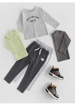 Reserved - Bawełniany longsleeve 3 pack - jasnoszary ze sklepu Reserved w kategorii T-shirty chłopięce - zdjęcie 188566495