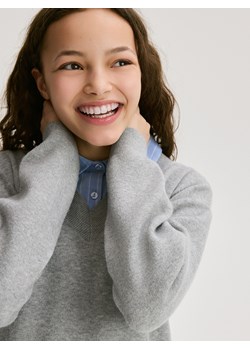 Reserved - Sweter z imitacją koszuli - jasnoszary ze sklepu Reserved w kategorii Swetry dziewczęce - zdjęcie 188566917
