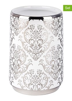 Wenko Kubki łazienkowe (2 szt.) w kolorze srebrno-białym - wys. 10,5 x Ø 7,5 cm ze sklepu Limango Polska w kategorii Dozowniki do mydła - zdjęcie 188568536